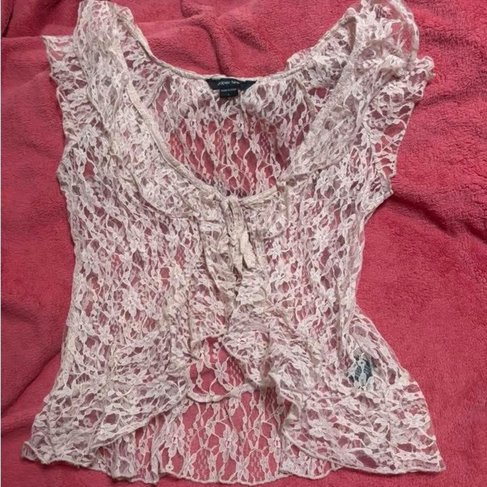 Lace Knit Women Top in Cream